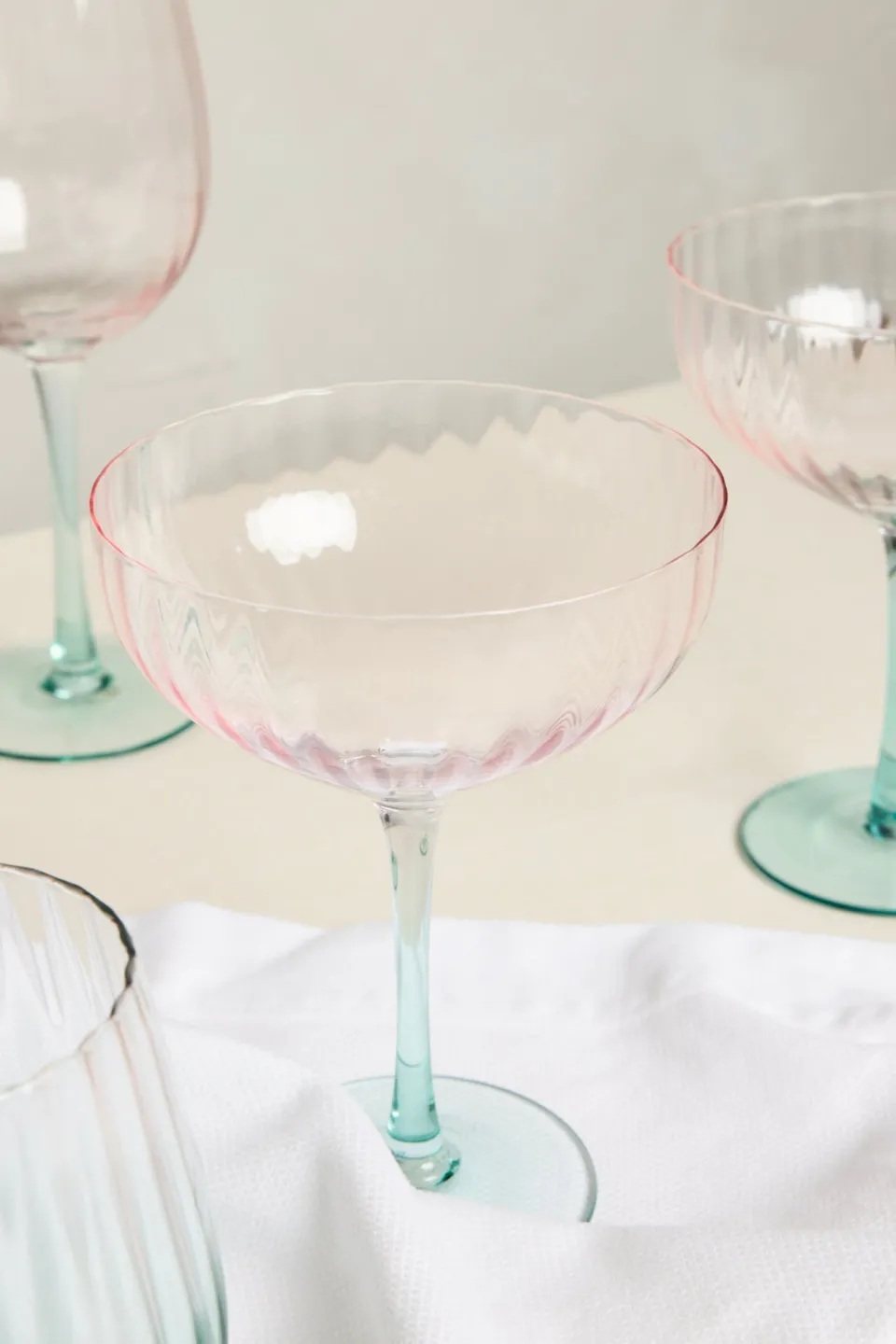 Willow u0026 Mae Ripple Pink Green Martini Glass