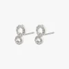 Pilgrim Rogue Crystal Recycled Silver Plated EOL Earrings