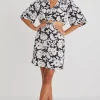 Georgia Mae Roller Floral Silhouette LS Cut Out Mini Dress