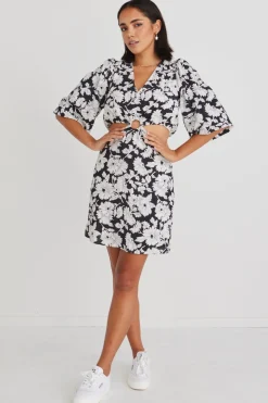 Georgia Mae Roller Floral Silhouette LS Cut Out Mini Dress
