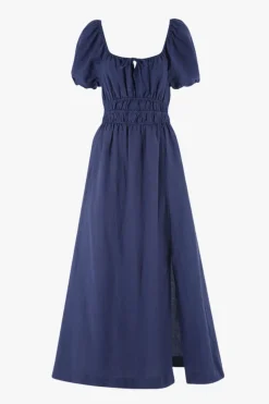 Stories be Told Roma Mid Blue SS Poet Midi Dress