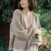 Humidity Lifestyle Romi Hazelnut Wool Blend Border Cardi