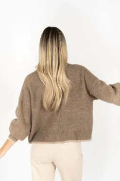 Humidity Lifestyle Romi Hazelnut Wool Blend Border Cardi