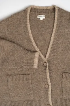 Humidity Lifestyle Romi Hazelnut Wool Blend Border Cardi