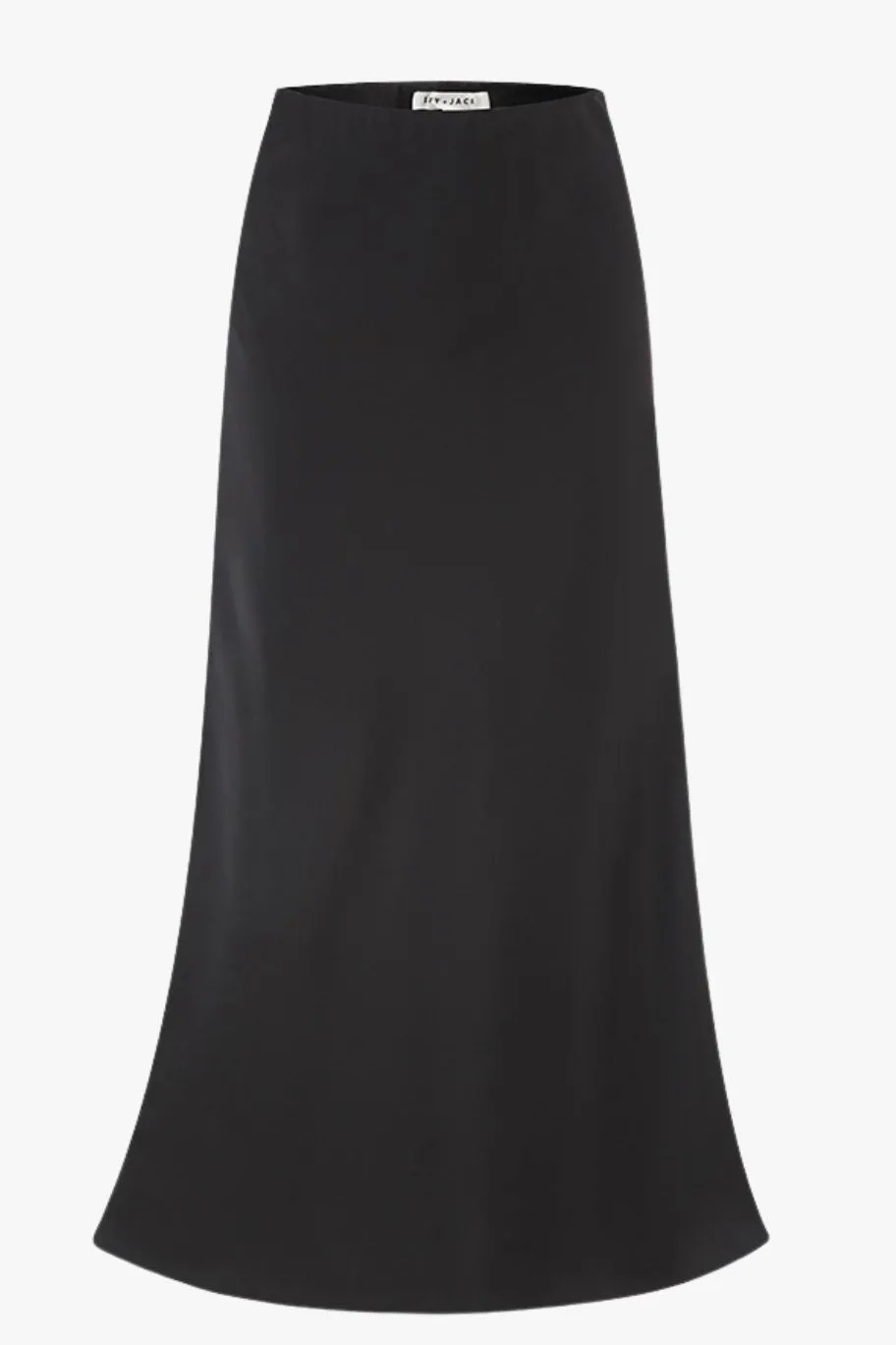 Ivy + Jack Rosette Black Satin Bias Midi Skirt