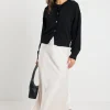 Ivy + Jack Rosette Pearl Satin Bias Midi Skirt
