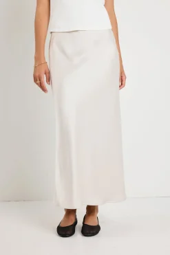 Ivy + Jack Rosette Pearl Satin Bias Midi Skirt
