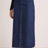 Among the Brave Rouge Dark Blue Denim Midi Skirt