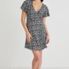 Stories be Told Royals Black Ditsy Ss Wrap Mini Dress