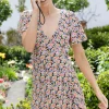 Stories be Told Royals Black Garden SS Wrap Mini Dress