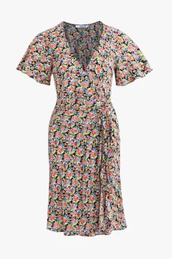 Stories be Told Royals Black Garden SS Wrap Mini Dress