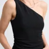 Georgia Mae Rush Black Shimmer Stretch One Shoulder Top