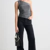 Georgia Mae Rush Silver Shimmer Stretch One Shoulder Top