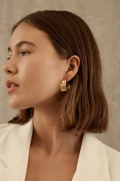 Brie Leon Sabana Gold Wide Stud Hoop EOL Earrings