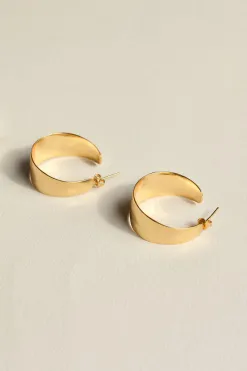 Brie Leon Sabana Gold Wide Stud Hoop EOL Earrings
