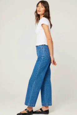 Rollas Sailor Ashley Blue Front Pocket Long Denim Jean