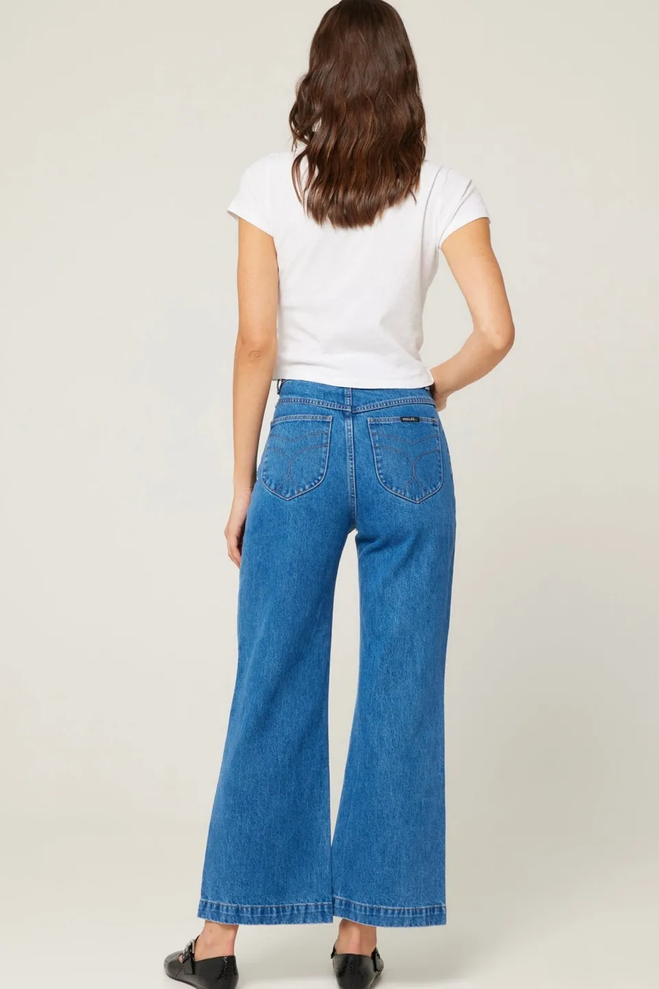 Rollas Sailor Ashley Blue Front Pocket Long Denim Jean