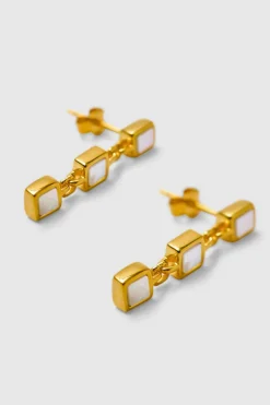 Brie Leon Santiago Triple Drop Gold Pearl Earrings
