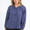 Foxwood Sardinia Deep Blue Front Button LS Blouse