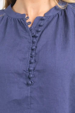 Foxwood Sardinia Deep Blue Front Button LS Blouse