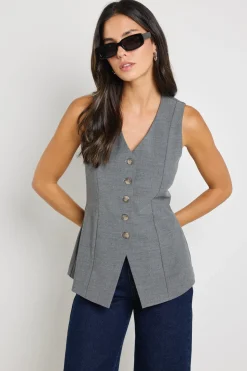 Stories be Told Scenic Charcoal Fitted Longline Vest