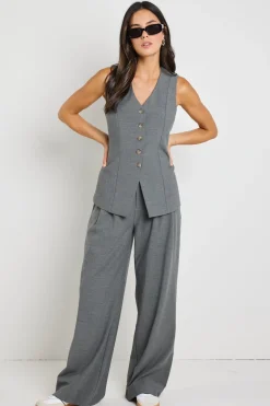 Stories be Told Scenic Charcoal Fitted Longline Vest