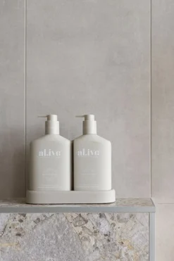 Alive Body Sea Cotton & Coconut 500ml Hand & Body Wash + Lotion Stone Duo Tray