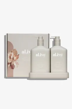 Alive Body Sea Cotton & Coconut 500ml Hand & Body Wash + Lotion Stone Duo Tray