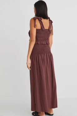 Ivy + Jack Seville Raisin Shirred Waist Maxi Skirt