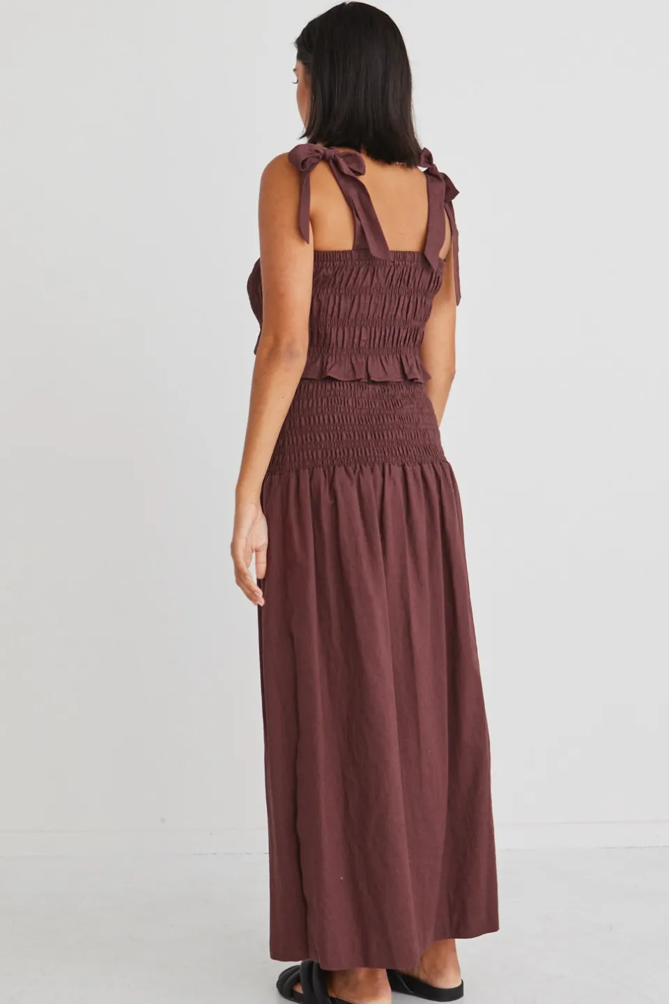 Ivy + Jack Seville Raisin Shirred Waist Maxi Skirt