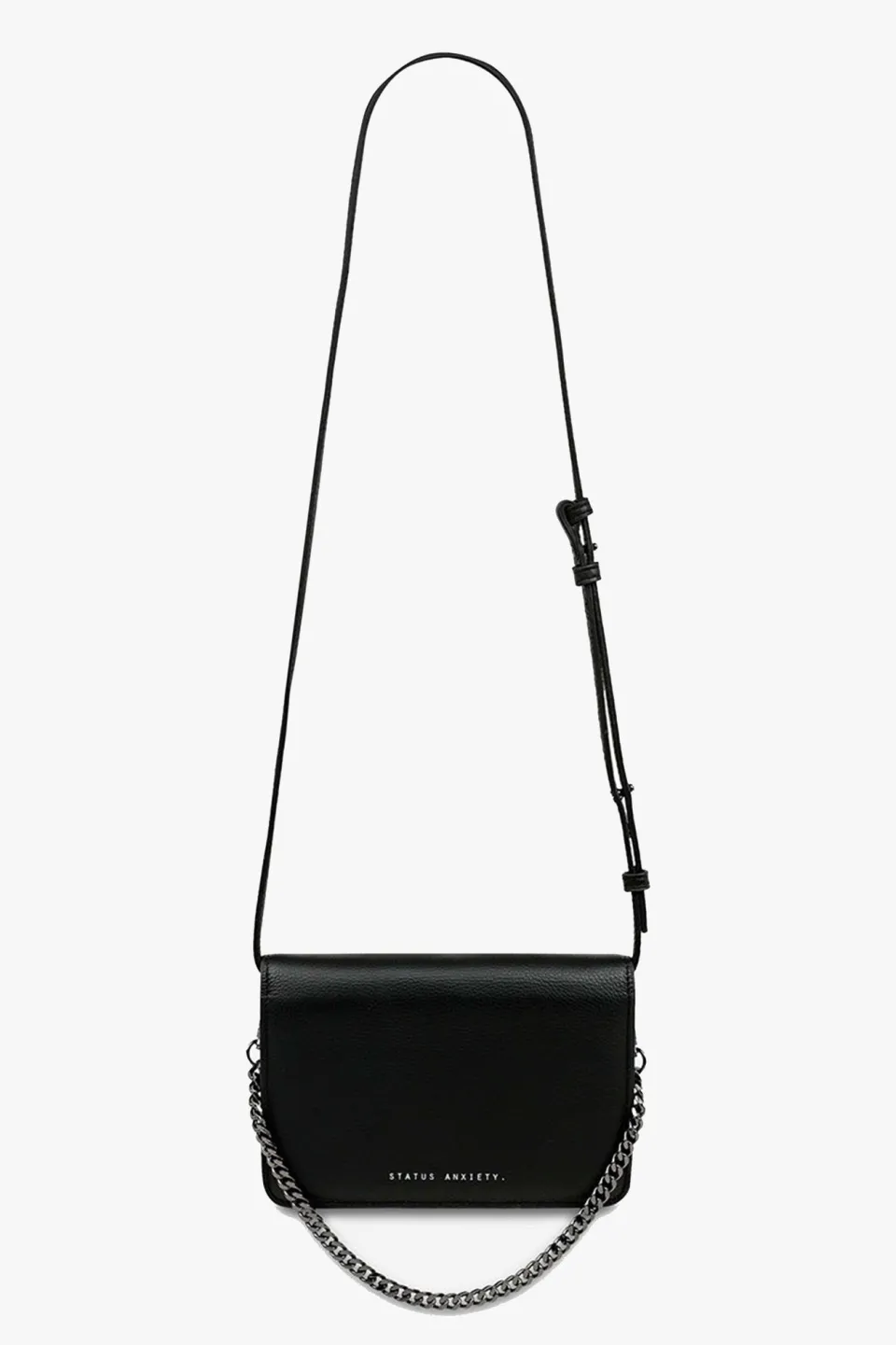 Status Anxiety She Burns Black Leather Crossbody Bag