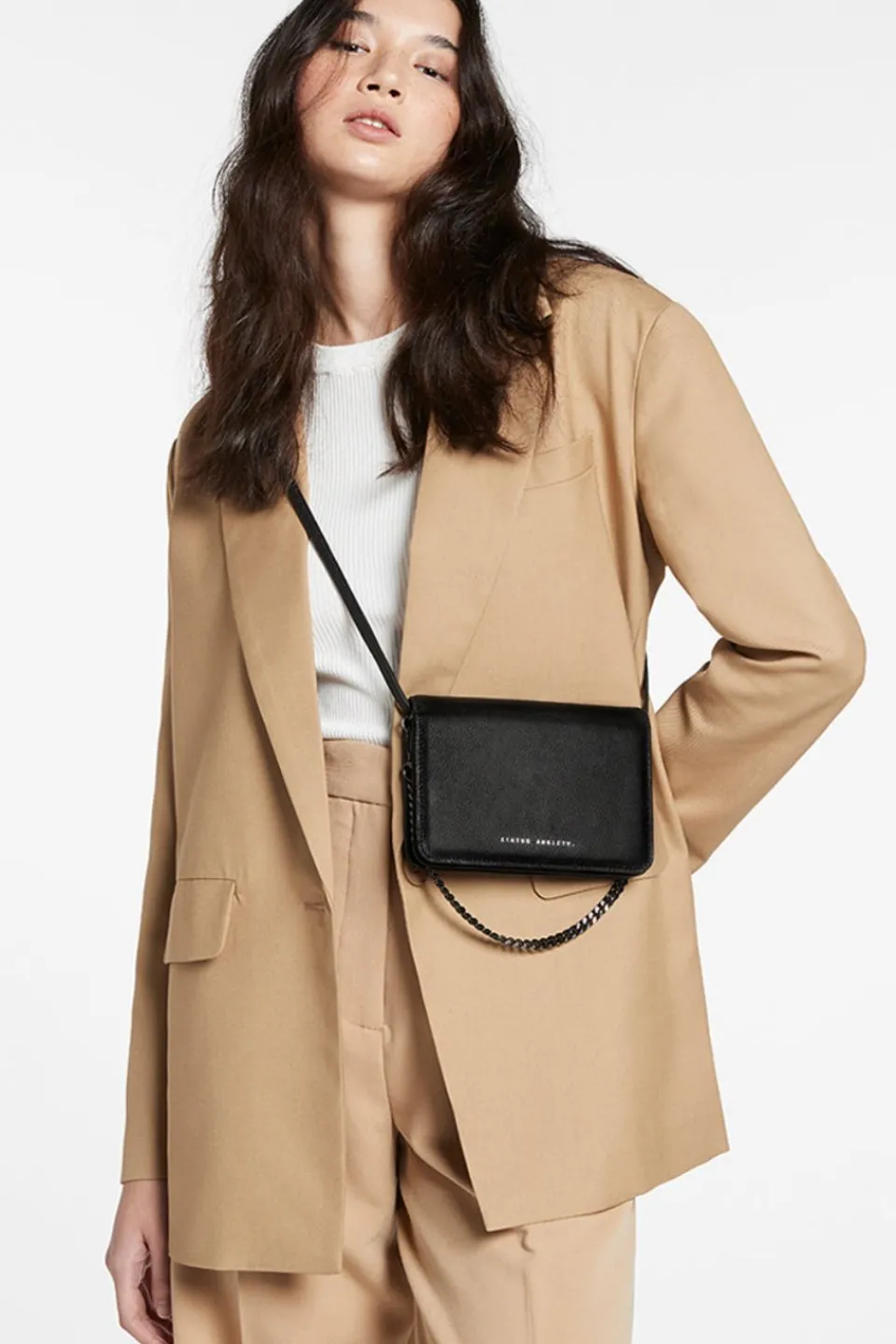 Status Anxiety She Burns Black Leather Crossbody Bag