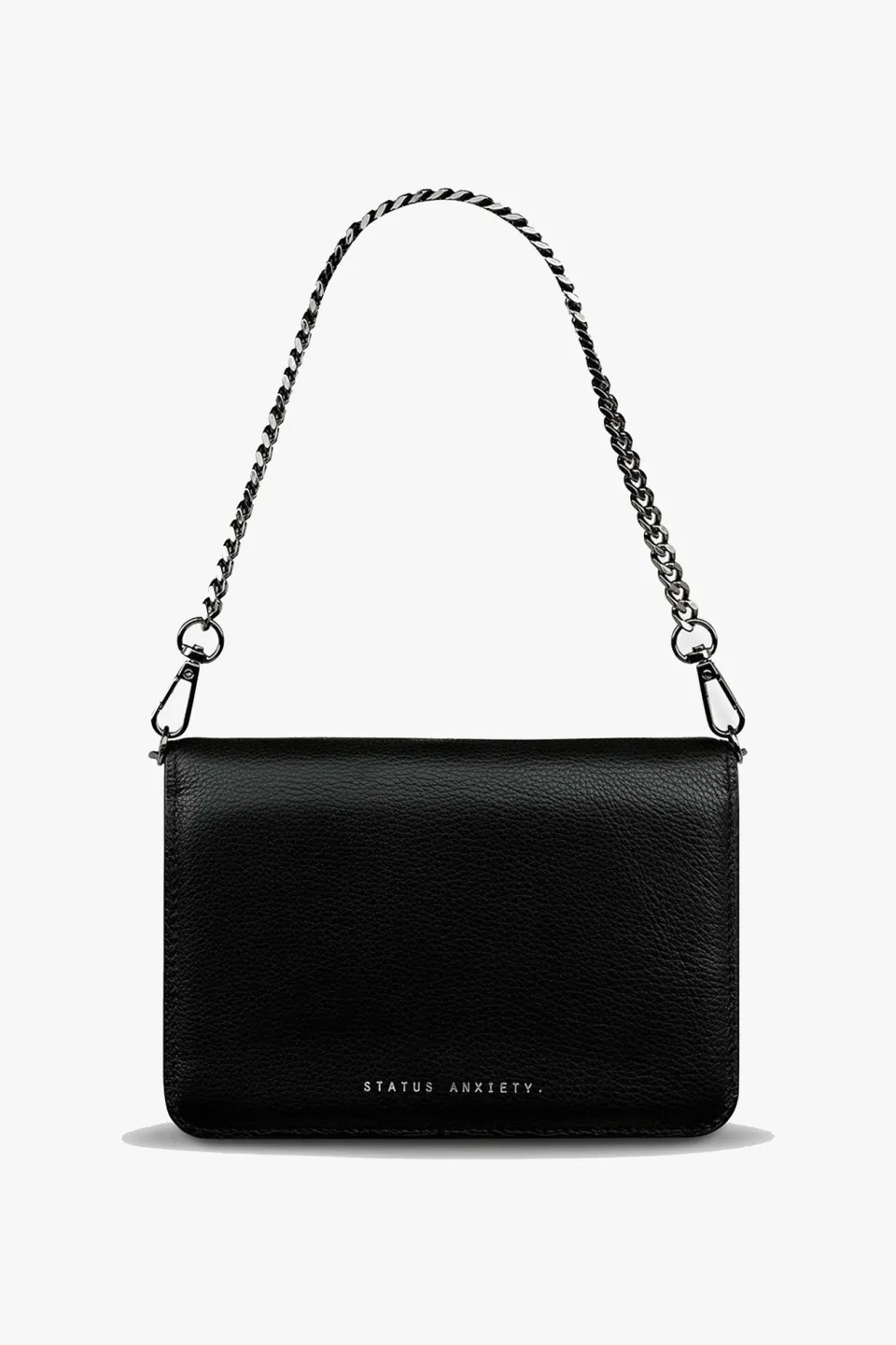 Status Anxiety She Burns Black Leather Crossbody Bag