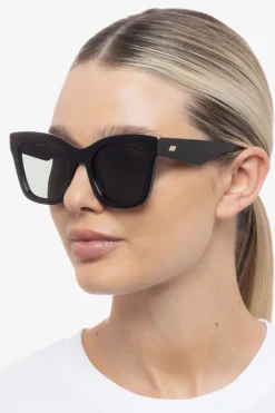 Le Specs Showstopper Round Black Khaki Mono Lens Sunglasses
