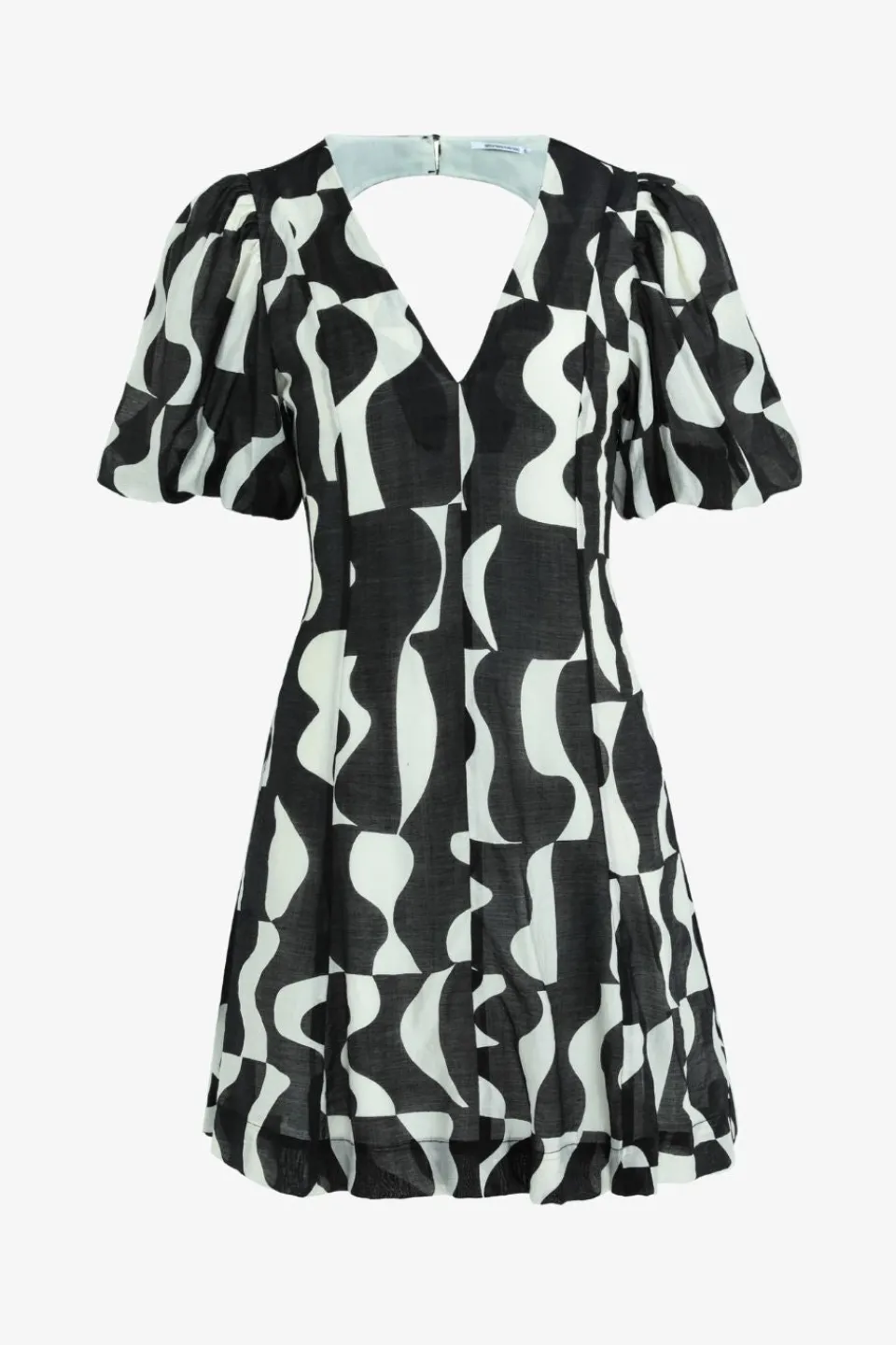 Stories be Told Sicily Black Wave Print Short Sleeve Mini Dress