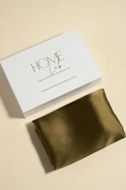 Home Lab 100% Silk Beauty Pillowcase Olive 48x73cm