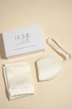 Home Lab Silk Pillowcase/Eyemask Set Milk