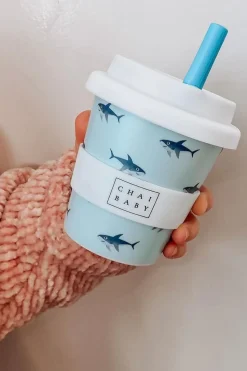 Kids Chai Baby Silly Blue Shark Babyccino + Fluffy Cup