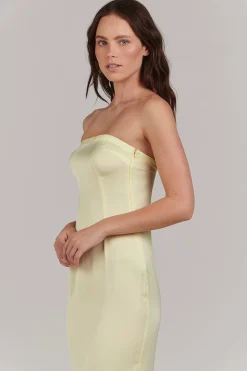 Charlie Holiday Sinead Lemon Strapless Midi Dress