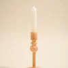 Willow u0026 Mae Single Bubble Milky Beige 15cm Glass Taper Candle Holder