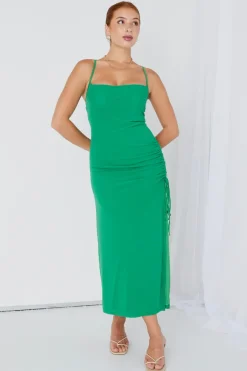 Georgia Mae Siren Bright Green Ruched Side Party Dress