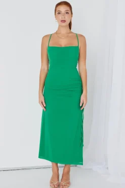 Georgia Mae Siren Bright Green Ruched Side Party Dress