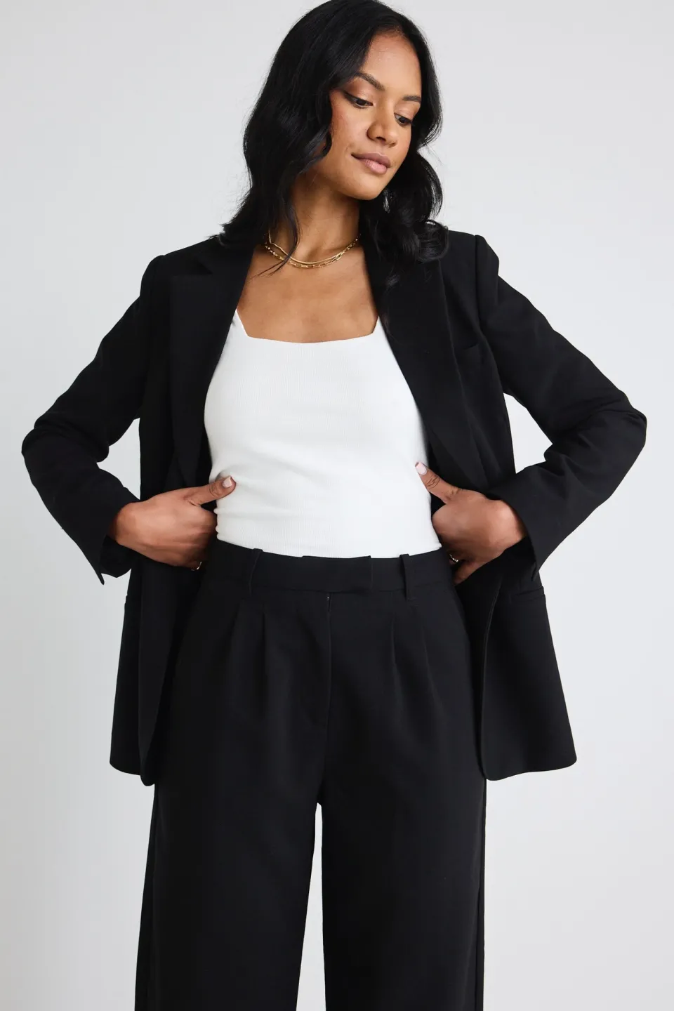 Among the Brave Sister Black Textured Wide Leg Pants