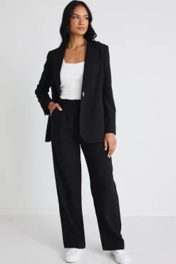 Among the Brave Sister Black Textured Wide Leg Pants