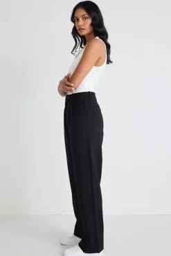 Among the Brave Sister Black Textured Wide Leg Pants