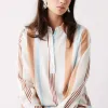 Esmaee Skyline White Stripe LS Top