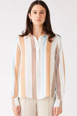 Esmaee Skyline White Stripe LS Top