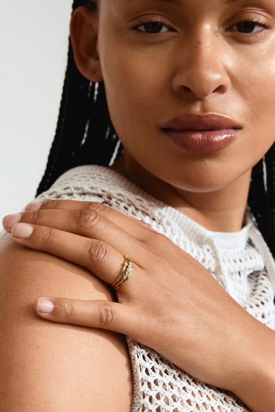 Pilgrim Sloan Gold EOL Crystal Recycled Rings set 3