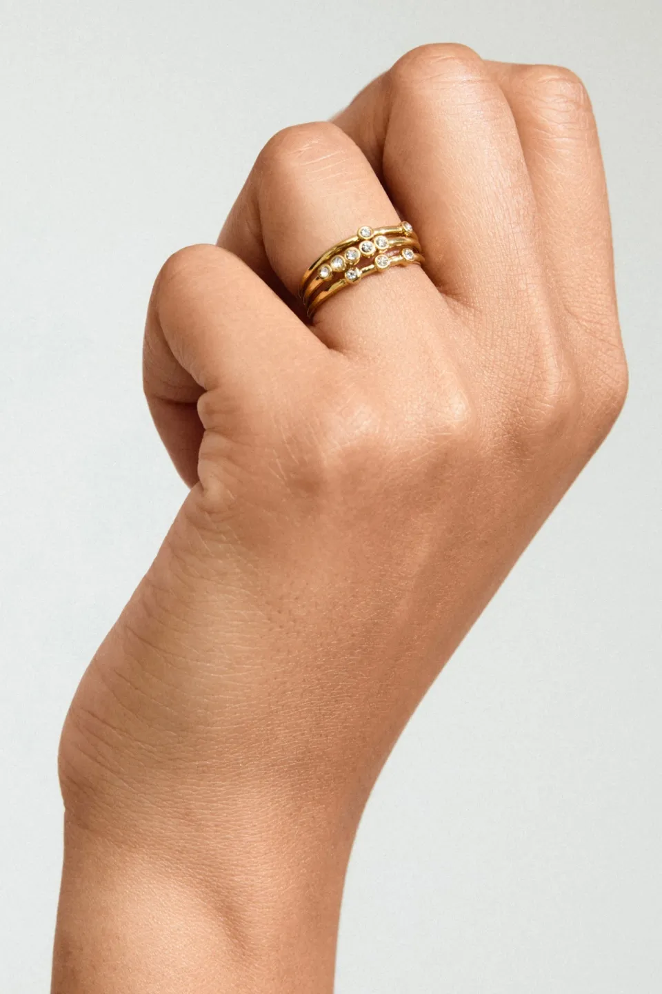 Pilgrim Sloan Gold EOL Crystal Recycled Rings set 3