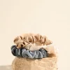 Love Lulu Small Blue White Beige Set of 3 Scrunchies